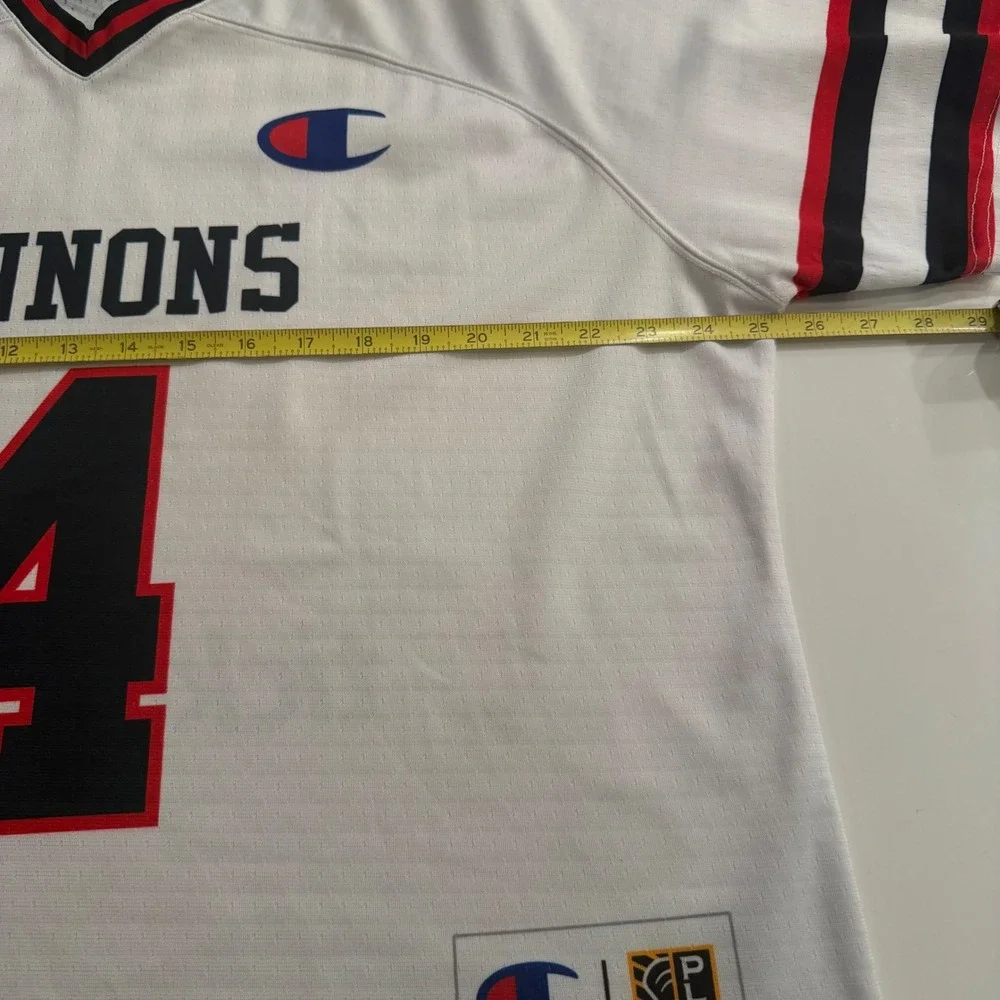 Boston Cannons PLL Number 4 Thompson Jersey White Red Blue V Neck Mens Size M - Picture 6 of 6